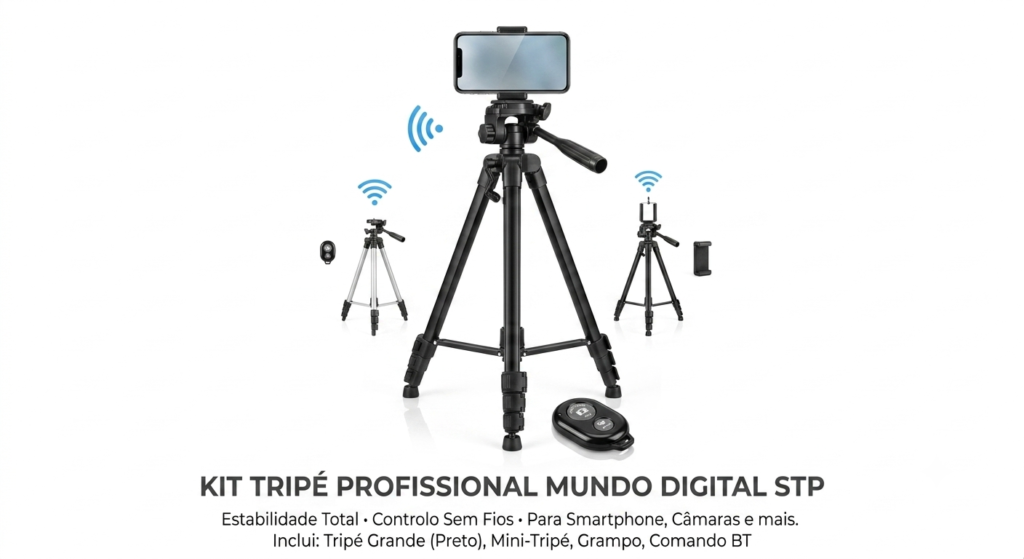 Kit Tripé para Smartphone e Câmaras com Controlo Sem Fios